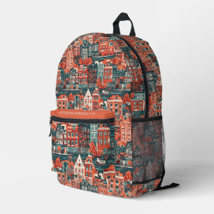 Sac À Dos Imprimé Nom personnalisé Hollandais Maisons Motif