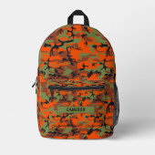 Sac À Dos Imprimé Nom personnalisé Hunter Orange Green Camouflage Br (Recto)