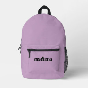 Sac À Dos Imprimé Nom personnalisé lilas et noir