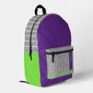 Sac À Dos Imprimé Nom personnalisé moderne Purple Green   Personnali