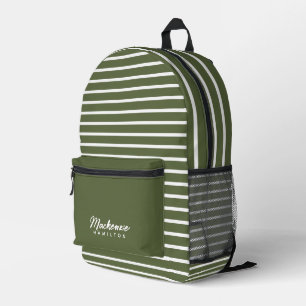 Sac À Dos Imprimé Nom personnalisé moderne Vert rayé