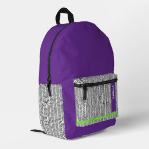 Sac À Dos Imprimé Nom personnalisé moderne violet Personnalisé