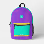 Sac À Dos Imprimé Nom personnalisé moderne violet vert et jaune (Recto)