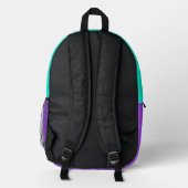 Sac À Dos Imprimé Nom personnalisé moderne violet vert et jaune (Verso)