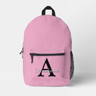 Sac À Dos Imprimé Nom personnalisé Monogramme Fond Rose