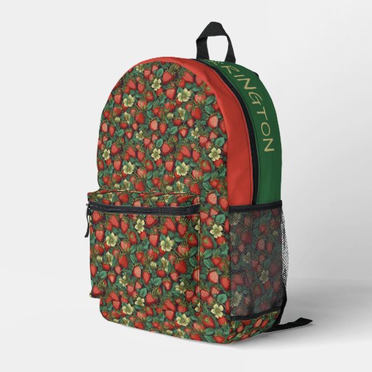 Sac À Dos Imprimé Nom personnalisé Motif de fraises (Coin arrière droit)
