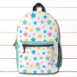 Sac À Dos Imprimé Nom personnalisé Motif moderne Star Pink Mint<br><div class="desc">Le sac à dos moderne Star Motif Pink Mint Personnalisé Name comporte un motif moderne en rose, jaune, menthe et bleu sur un arrière - plan blanc avec votre nom, monogramme ou texte personnalisé. Parfait pour l'école, le sport, la salle de sport, les voyages et plus encore. Conçu par ©Evco...</div>