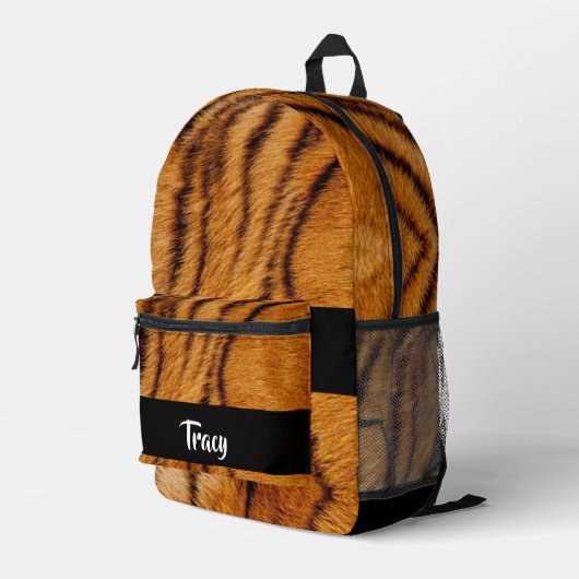 Sac À Dos Imprimé Nom personnalisé peau de tigre (Coin arrière droit)