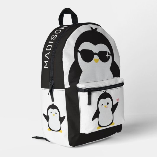 Sac À Dos Imprimé Nom personnalisé pingouins mignons (Coin arrière gauche)