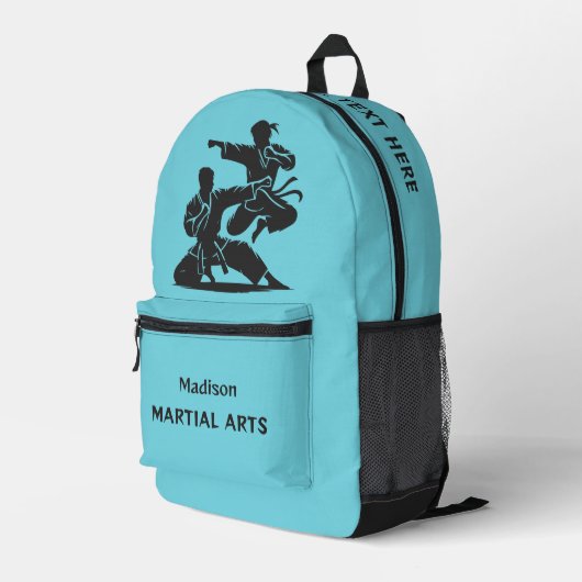 Sac À Dos Imprimé Nom personnalisé, Texte & Couleur Arts Martiaux (Coin arrière droit)