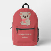 Sac À Dos Imprimé Nom personnalisé, texte et couleur amour Koala (Recto)