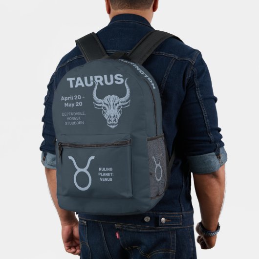 Sac À Dos Imprimé Nom personnalisé / Texte Zodiac Sign Taurus (Insitu (Modèle))