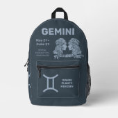 Sac À Dos Imprimé Nom personnalisé / Texte Zodiac Signal Gemini (Recto)
