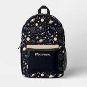 Sac À Dos Imprimé Nom personnalisé Thème Rétro Moderne Espace (Recto)