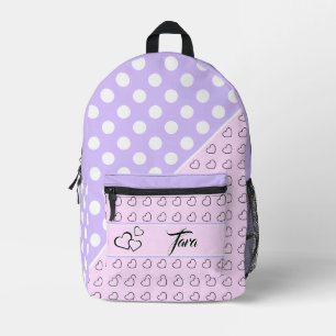 Sac À Dos Imprimé Nom "Tara" Modèle - Pastel Rose Et Lavande