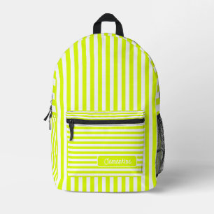 Sac À Dos Imprimé Nom Vintage rayé jaune et blanc néon