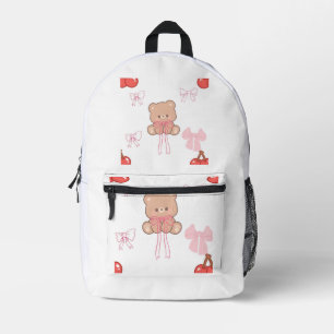 Sac À Dos Imprimé Nounours Rose Féminin Arc-en-ciel Ruban Cerise Pas