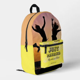 Sac À Dos Imprimé Nouveaux mariés jaune et noir Monogramme moderne L