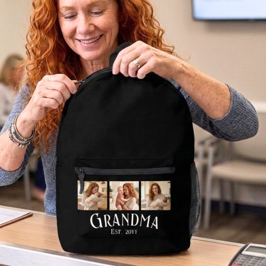 Sac À Dos Imprimé Nouvelle grand-mère Année d'établissement Nom pers
