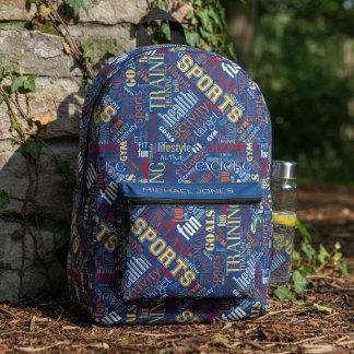 Sac À Dos Imprimé Nuage de mots Sports & Fitness Rouge/Blanc ID284