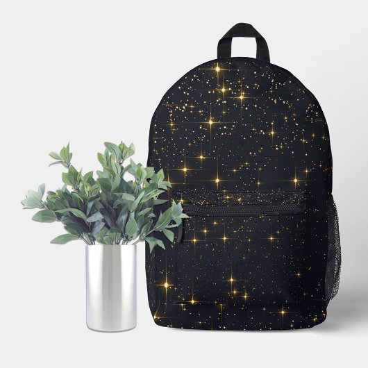 Sac À Dos Imprimé Nuit étoile d'or noir