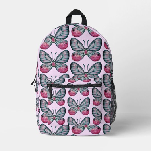 Sac À Dos Imprimé Octobre Pink verre papillon Motif Design (Recto)