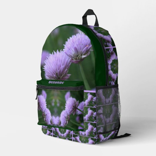 Sac À Dos Imprimé Oignon de Scallion Violet Fleur Personnalisé (Coin arrière droit)