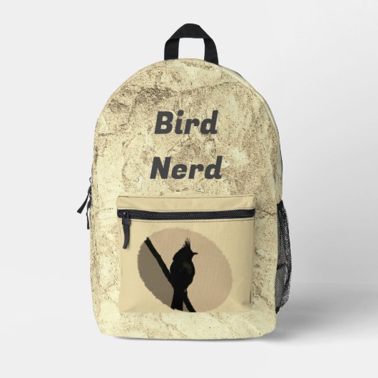Sac À Dos Imprimé Oiseau Nerd Silhouette Tan Animal Birdwatcher (Recto)