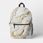 Sac À Dos Imprimé Or et Marbre blanc Abstrait (Recto)