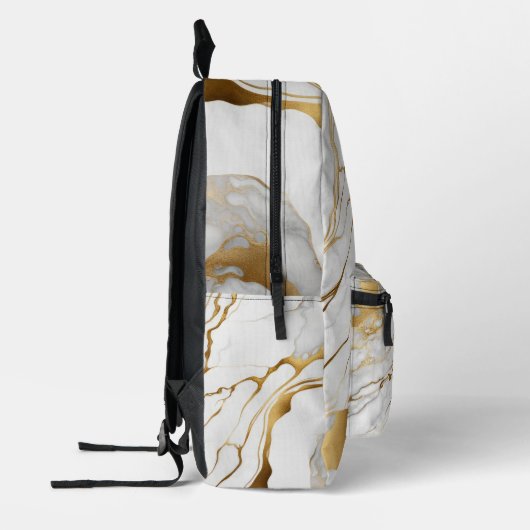Sac À Dos Imprimé Or et Marbre blanc Abstrait (Gauche)