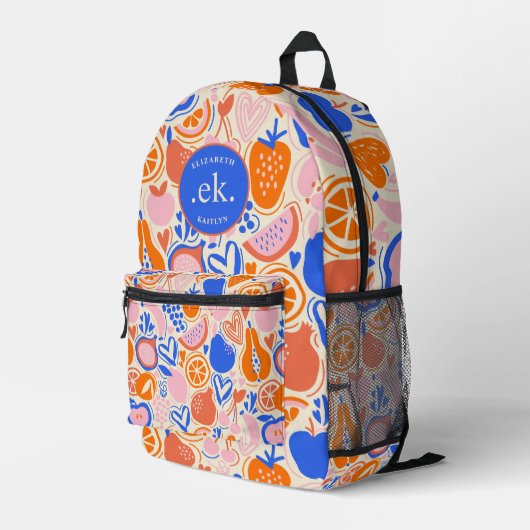 Sac À Dos Imprimé Orange Blue Monogram Fruits Légumes (Coin arrière droit)