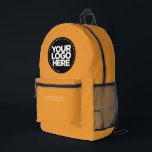 Sac À Dos Imprimé Orange | Logo et texte personnalisés<br><div class="desc">Boho classique orange | Logo d'entreprise personnalisé et texte moderne Professionnel imprimé sac à dos</div>