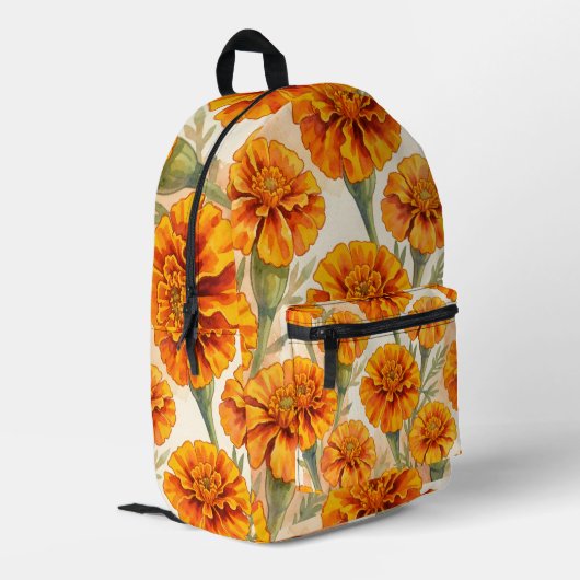 Sac À Dos Imprimé Orange marigold flowers pattern (Coin arrière gauche)