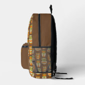 Sac À Dos Imprimé Orange rétro des années 1970, Chouettes vertes sur (Droite)