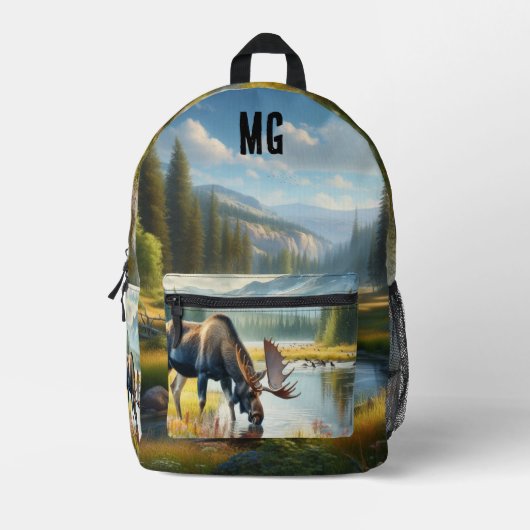 Sac À Dos Imprimé Orignal à l'aquarelle Monogram Alaska (Recto)