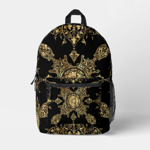 Sac À Dos Imprimé Ornement noir et or
