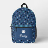 Sac À Dos Imprimé Os Bones & Balls Empreinte de Patte Nom de Chien (Recto)