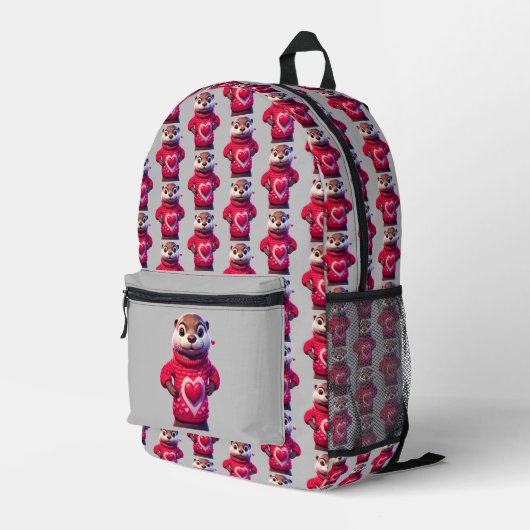Sac À Dos Imprimé Otter dans le pull de la Saint Valentin (Coin arrière droit)