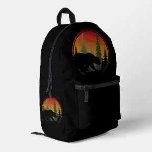 Sac À Dos Imprimé Ours Coucher de Soleil Forêt Animaux de la Nature