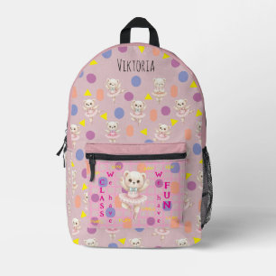 Sac À Dos Imprimé Ours en ballerine Teddy rose motif sans couture