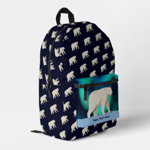 Sac À Dos Imprimé Ours polaire mignon et aurores boréales