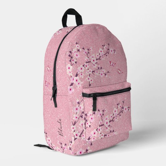 Sac À Dos Imprimé Pailleté Rose de Fleur de Cerisier (Coin arrière gauche)