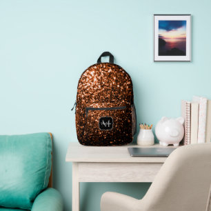 Sac À Dos Imprimé Paillettes de faux brillant brun bronze Monogramme