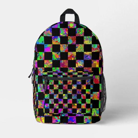 Sac À Dos Imprimé Paint Splatter Checker Board Pattern  (Recto)