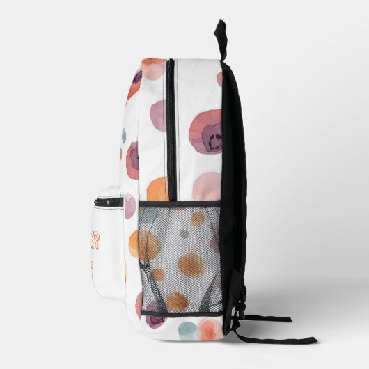 Sac À Dos Imprimé Painted Polka Dot Backpack  Personalised with text (Droite)