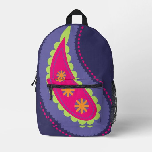 Sac À Dos Imprimé Paisley violet rose (Recto)
