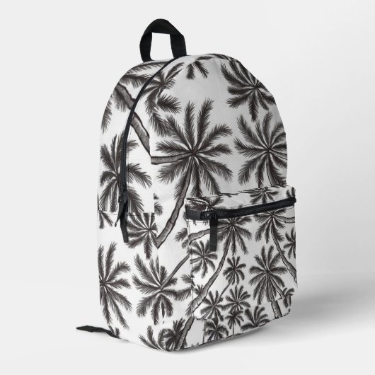 Sac À Dos Imprimé Palmiers tropicaux Motif noir et blanc (Coin arrière gauche)