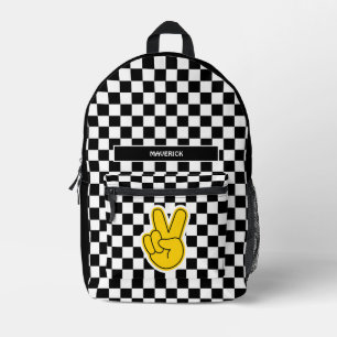 Sac À Dos Imprimé Panneau de Paix Rétro Checkboard