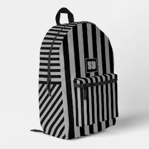 Sac À Dos Imprimé papier peint vertical gris rayures noires