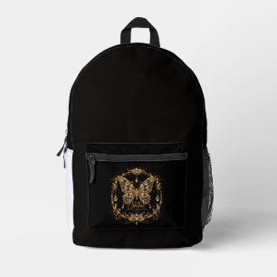 Sac À Dos Imprimé Papillon de cristal doré Brille Art de joaillerie